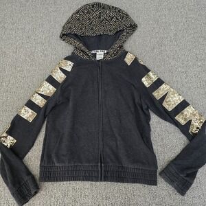 Victoria's Secret PINK Gold Bling Gray Full Zip Hoodie Sweatshirt Womens S